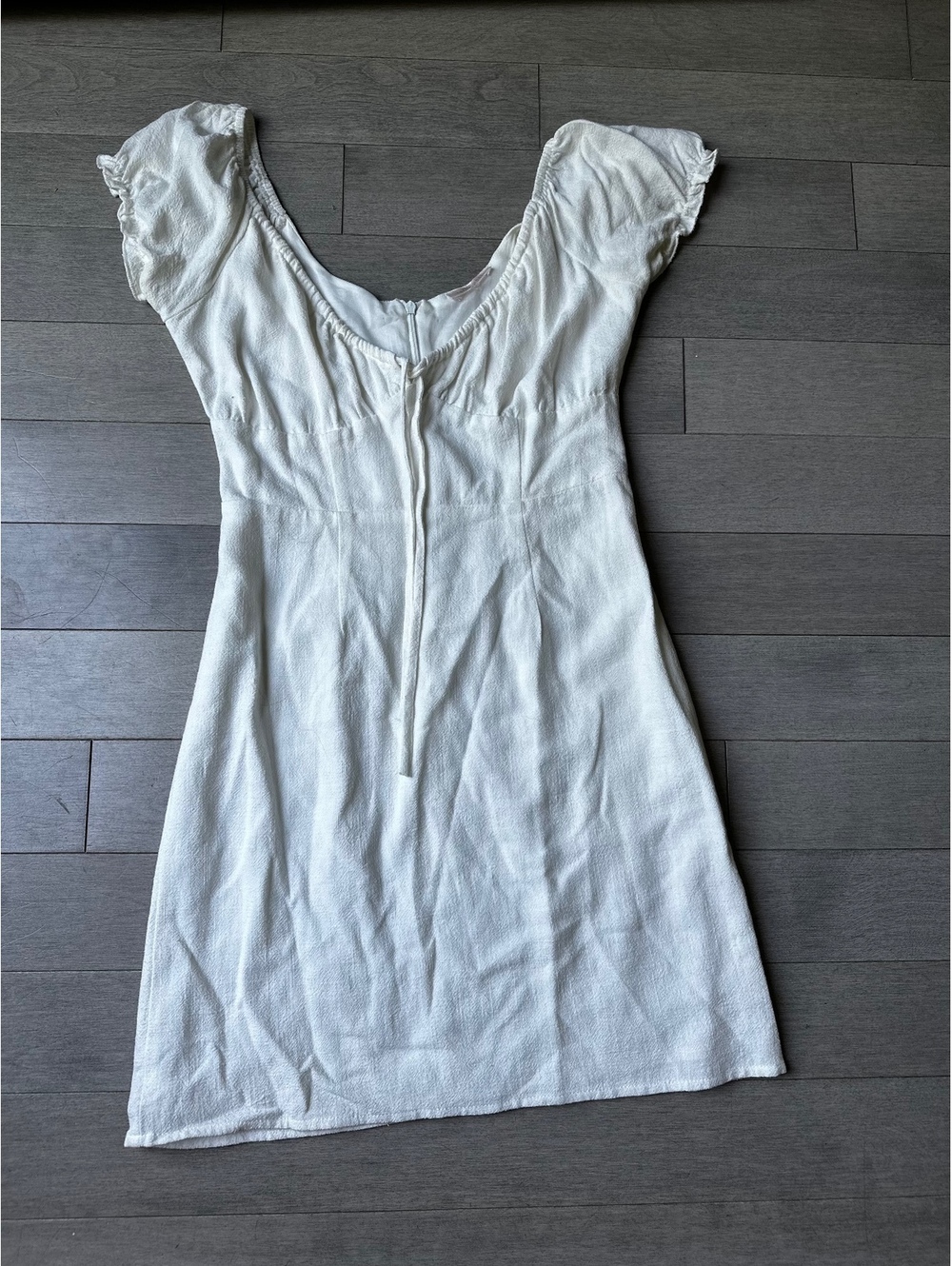 Women’s Lottie Moss White Linen Rayon Blend Short Sleeve Dress with Tie Detail S